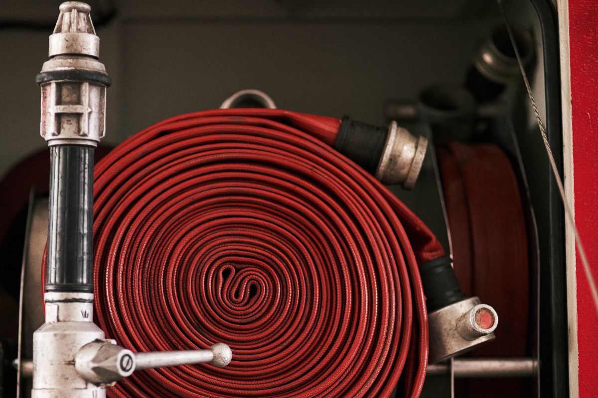 Fire hose ready to be used
