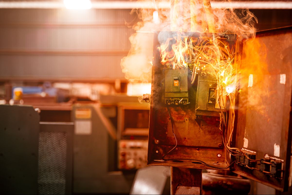 A fire caused by a circuit breaker in a factory 