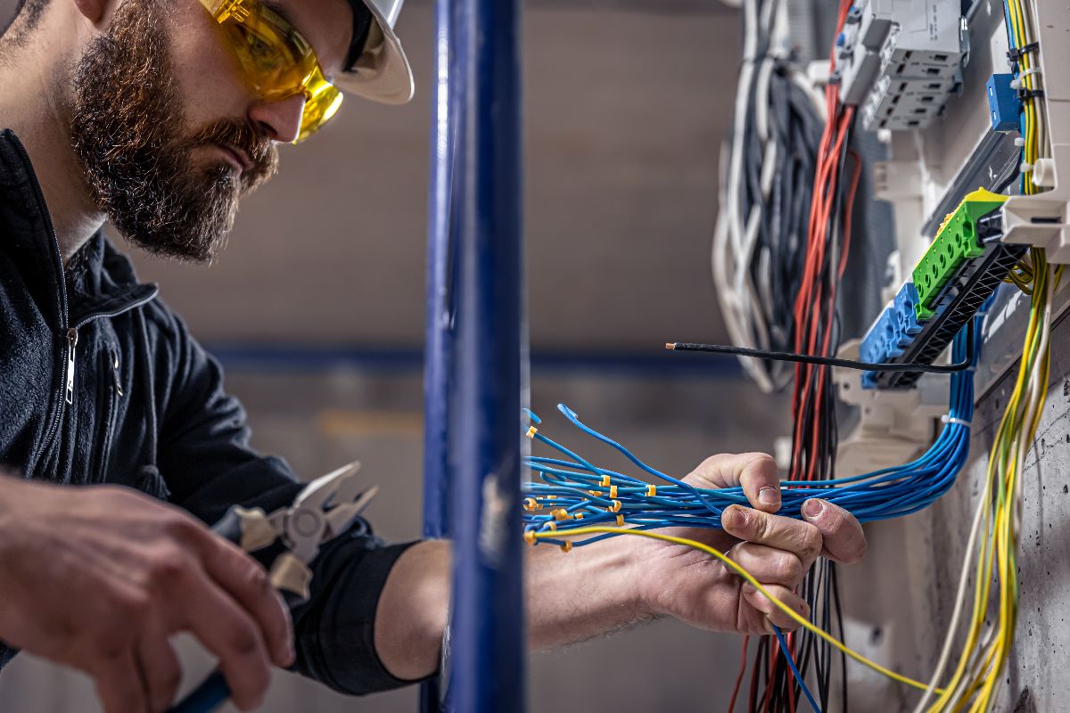 Electrical issues being sorted at a factory