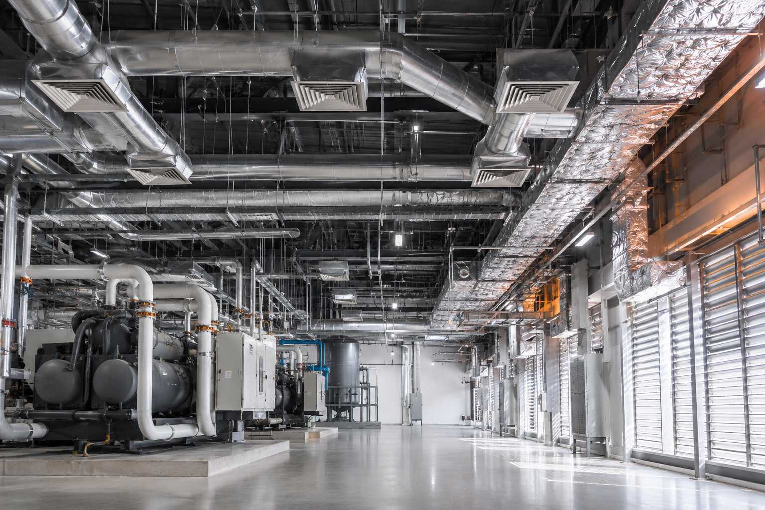 Large facility HVAC system showing cooling efficiency loss points