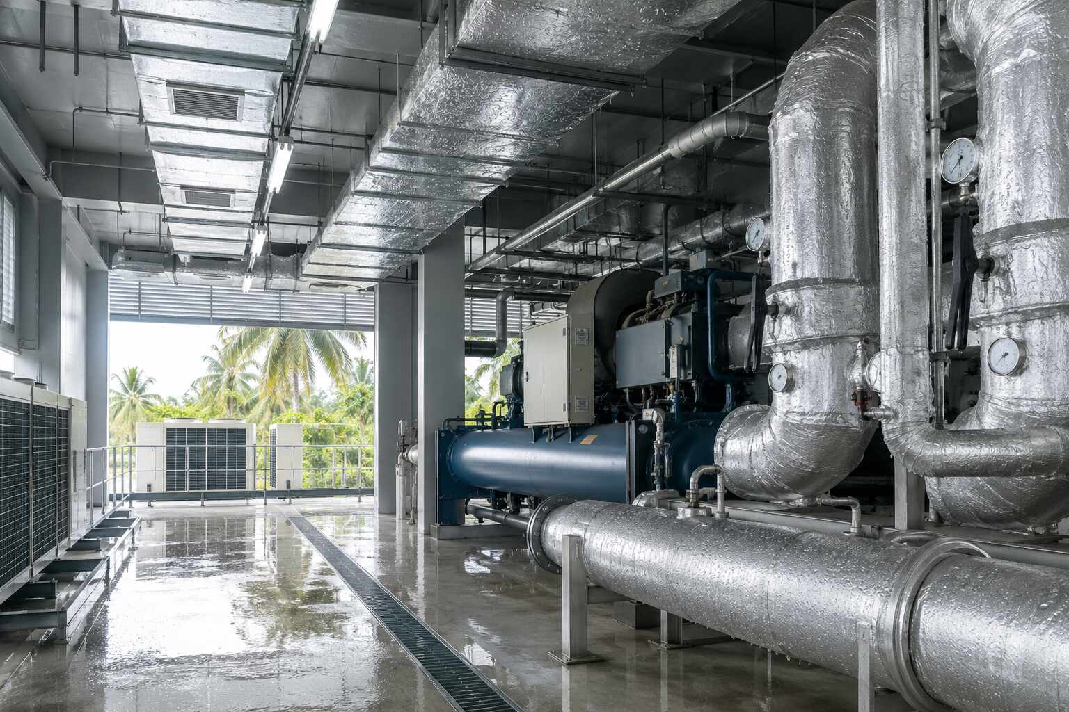 Industrial chiller equipment showing high energy demand in a facility