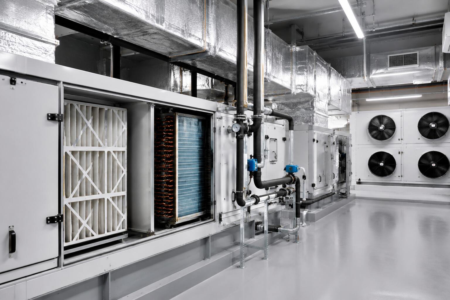 HVAC components showing early signs of wear inside an industrial facility