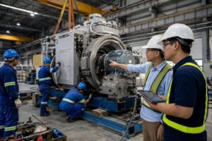 Engineers overseeing machinery installation inside a Philippine industrial facility