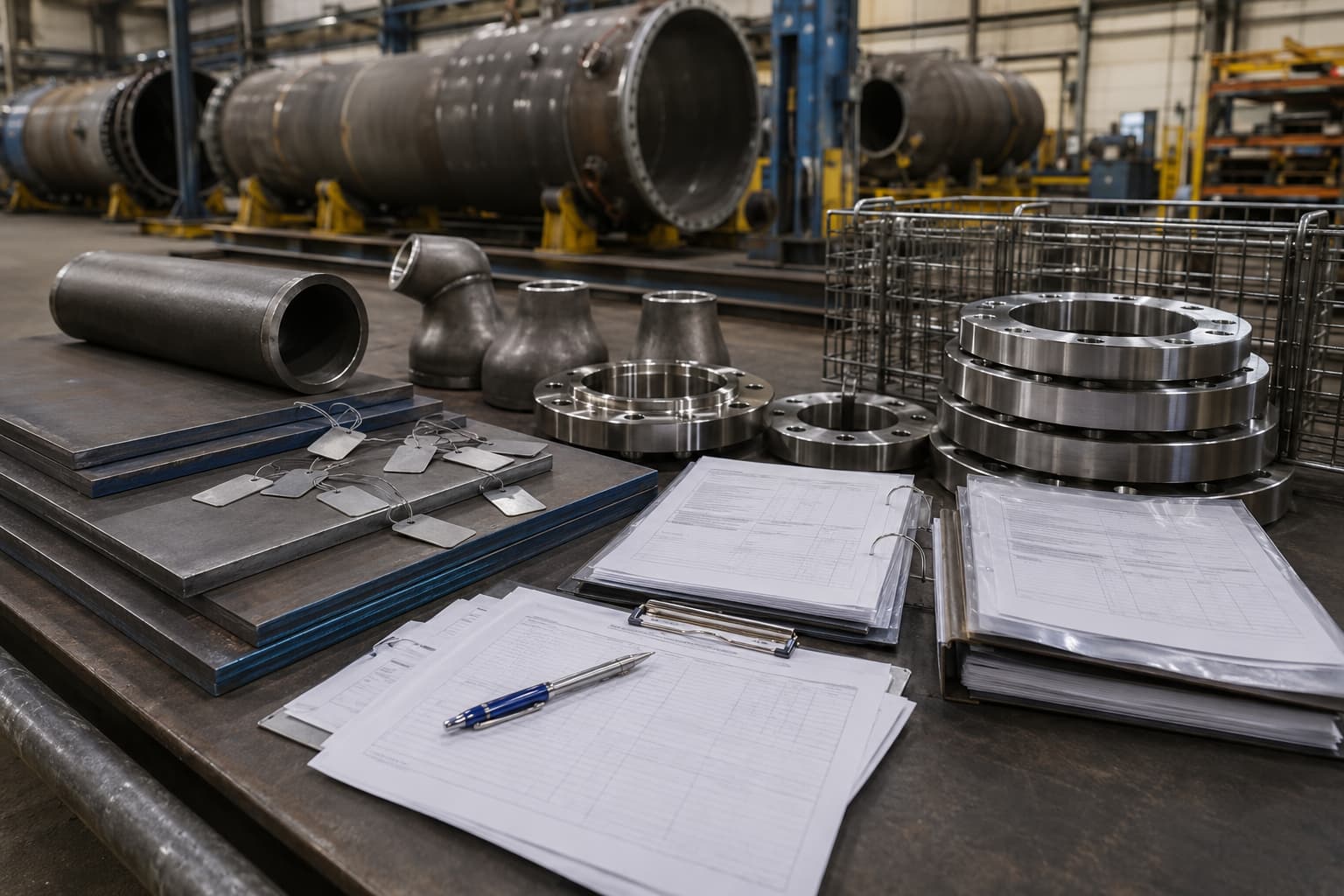 Steel tank materials with inspection records and traceability documents
