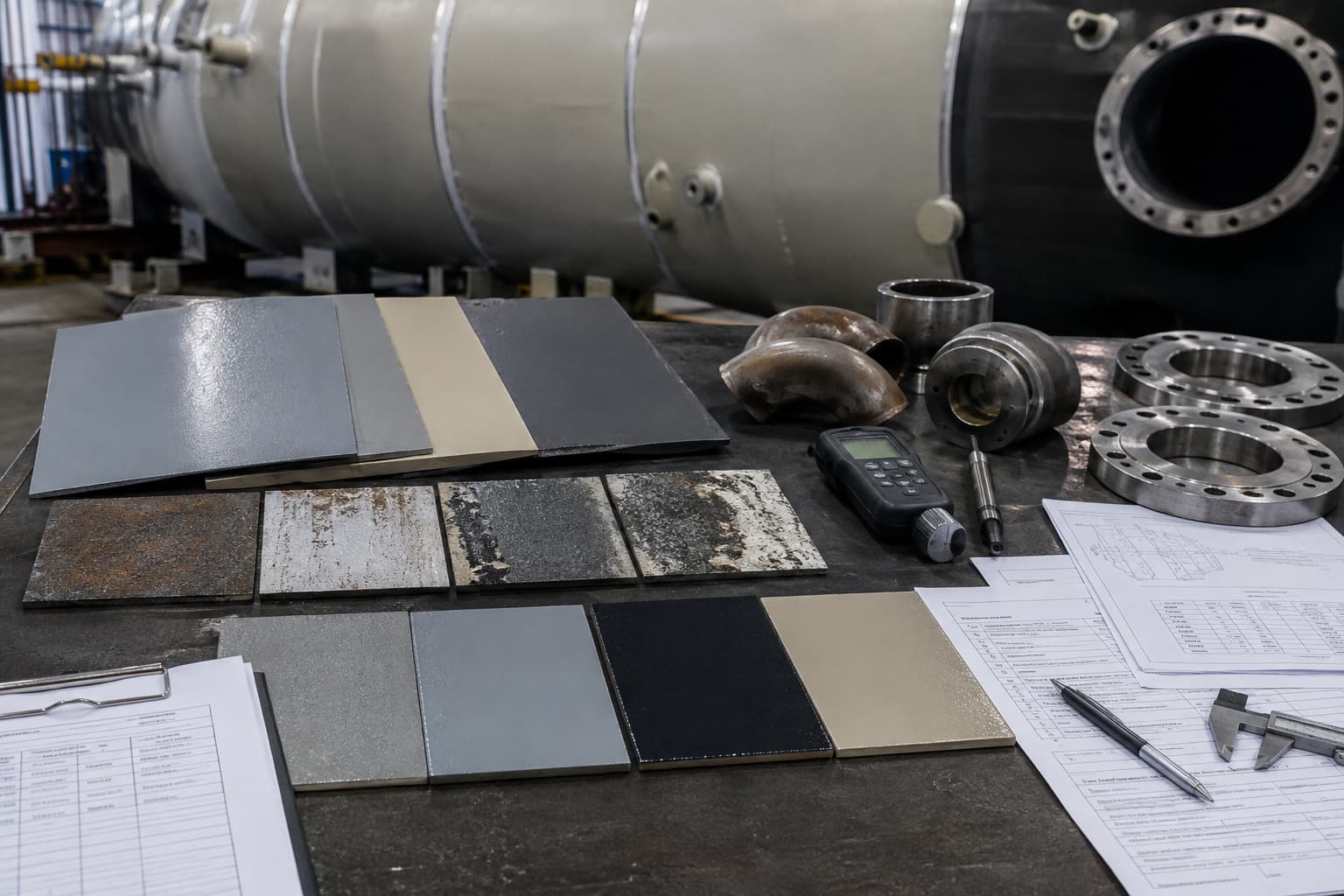 Coated steel tank samples and inspection records for corrosion protection QA/QC